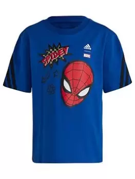 Image of Boys, adidas Kids Disney Spiderman Tee, Blue, Size 3-4 Years
