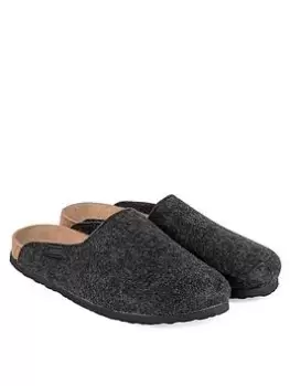 image of TOTES Mens Felt Mule Slipper With Cork & Eva Sole - Charcoal, Size 9, Men