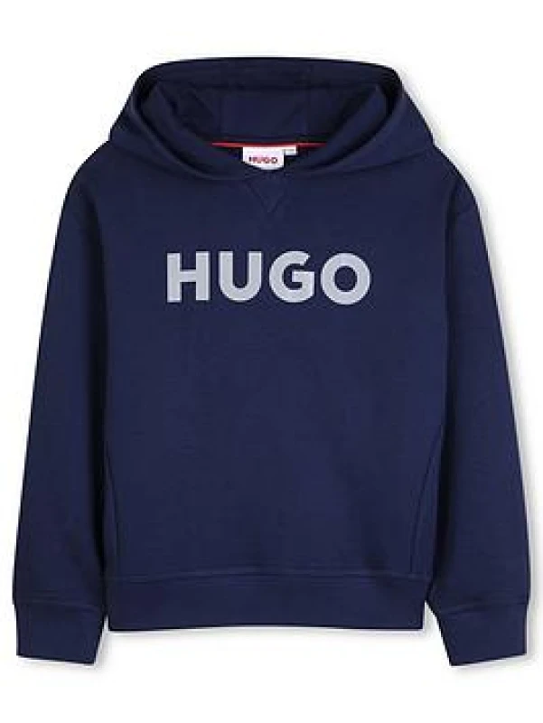 Image of Hugo Kids Overhead Hoodie - Blue Male 8 - 9 Years