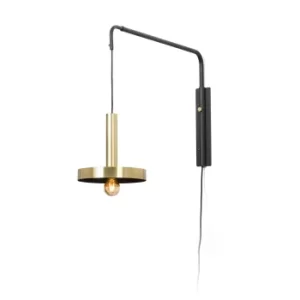 Image of Whizz Wall Light Extendable Satin Gold, Black 1x E27