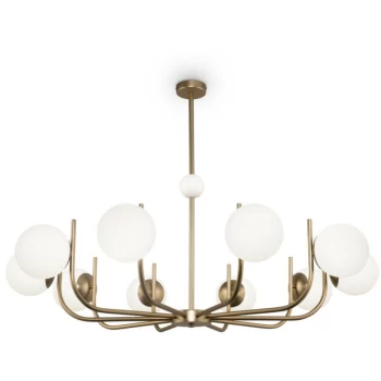 image of Maytoni Lighting - Maytoni Modern - Rendez-vous Modern Rendez-vous 10 Light Brass Pendant Ceiling Light Glass Shade