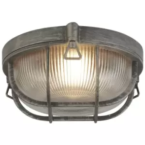 image of Searchlight Lighting - Searchlight Bulkhead Outdoor Light, Black Silver Aluminium, IP44