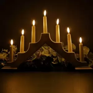 Image of Premier Decorations Ltd - Premier Christmas Battery Flickabrights White Candlebridge with 7 Warm White LEDs