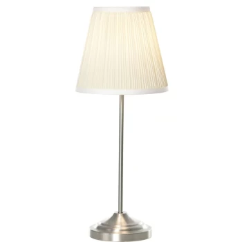 image of Classic Elegant Home Table Lamp w/ Pleated Fabric Lampshade Foot Switch - Homcom