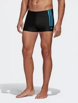 Image of adidas Semi 3-stripes Swim Briefs, Black/Blue, Size 26, Men