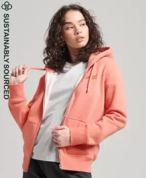 Image of Superdry Womens Organic Cotton Vintage Logo Zip Hoodie Cream / La Coral Marl - Size: 10