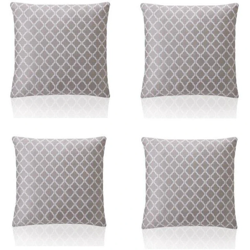 Image of Alan Symonds Two Tone Geometric Jacquard Cushion Set of 4 Latte unisex 45x45cm