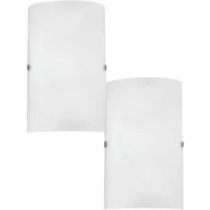 image of Loops - 2 pack Wall Light Colour Satin Nickel Shade White Satinized Glass E14 1x60W