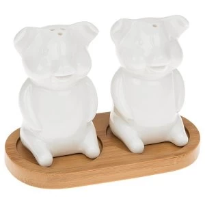 Image of White Bamboo Sitting Piggy Cruet Set