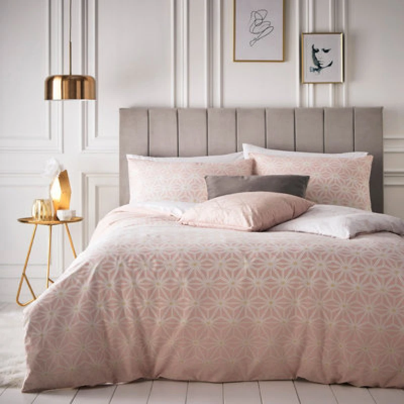 Image of Furn Furn Tessellate Geometric Duvet Cover Set in Pink Size: King Pink King Unisex 5025532333193