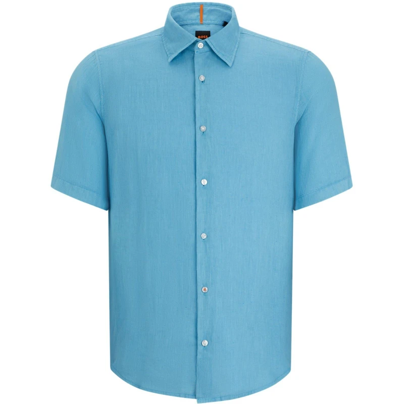 Image of Boss Boss Rash 2 10247386 01 Plain Shirt - Short Sleeve S Blue 54602419350