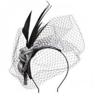 image of Suzanne Bettley Suzanne Bettley Feather Fascinator - Silver/Black