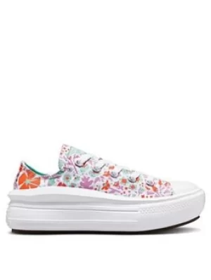 Converse Chuck Taylor All Star Ox Childrens Girls Move Paper Floral Print Platform Trainers -Multi, Size 10