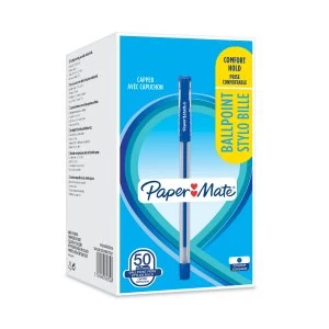 Image of Paper Mate Ballpoint Grip 0.7mm Pen Blue PK50