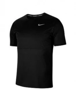 Image of Nike Running Breathe T-Shirt - Black, Blue, Size L, Men