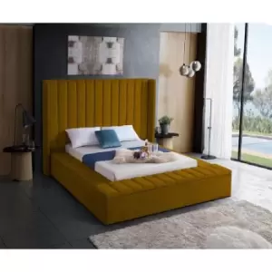 Image of Kensington Bed King Plush Velvet Mustard