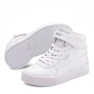 image of Puma Carina Mid Child Girls Trainers - White