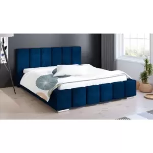 image of Lemela Bed Super King Plush Velvet Blue