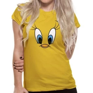 image of Looney Tunes - Tweety Face Womens XX-Large T-Shirt - Yellow