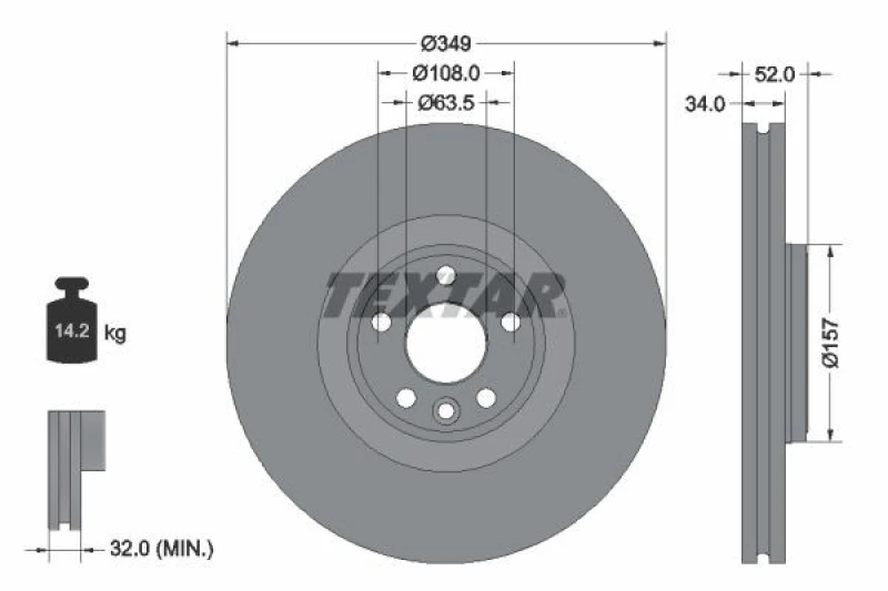 Image of Brake disc TEXTAR 92301805