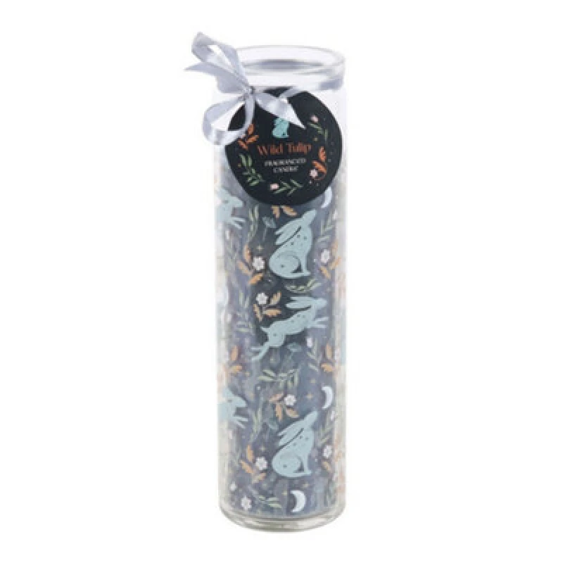 Image of Something Different Something Different Midnight Hare Wild Tulips Tube Candle in Navy Navy One Size Unisex 5063652539446
