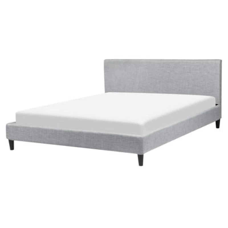 Image of Beliani Bed Fabric Fitou 160 X 200 Cm (Eu King Size) Light Grey