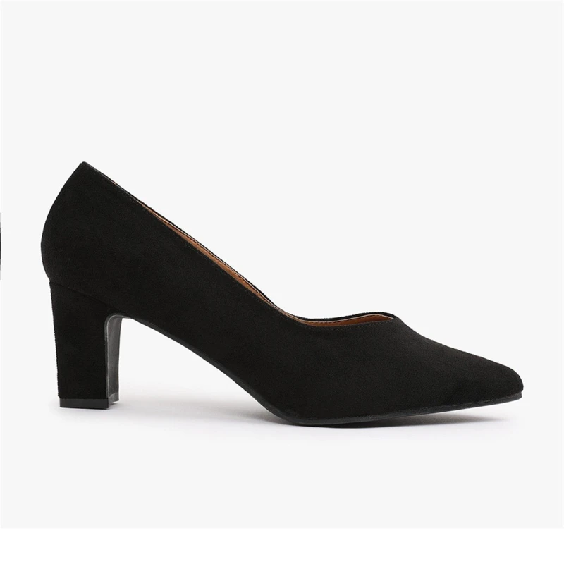 Image of Wheres That From Serena Block Heel With Pointed Toe In Black Suede Black Ly Suede female 4