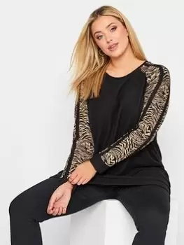 Image of Yours Animal Print Detail Top, Black, Size 22-24, Women