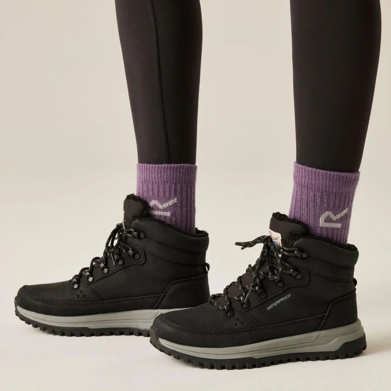 Image of Regatta Womens Sherbourne Leather Winter Boots UK Size 4 (EU 37) Black RWF849-800-4