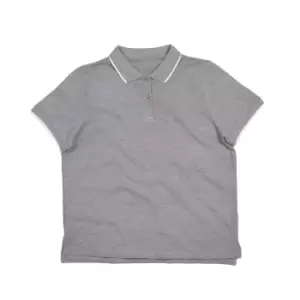 Image of Mantis Womens/Ladies The Tipped Polo Shirt (L) (Heather Marl/White)