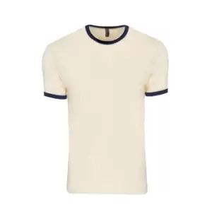 Image of Next Level Adults Unisex Cotton Ringer T-Shirt (M) (Natural/Midnight Navy)