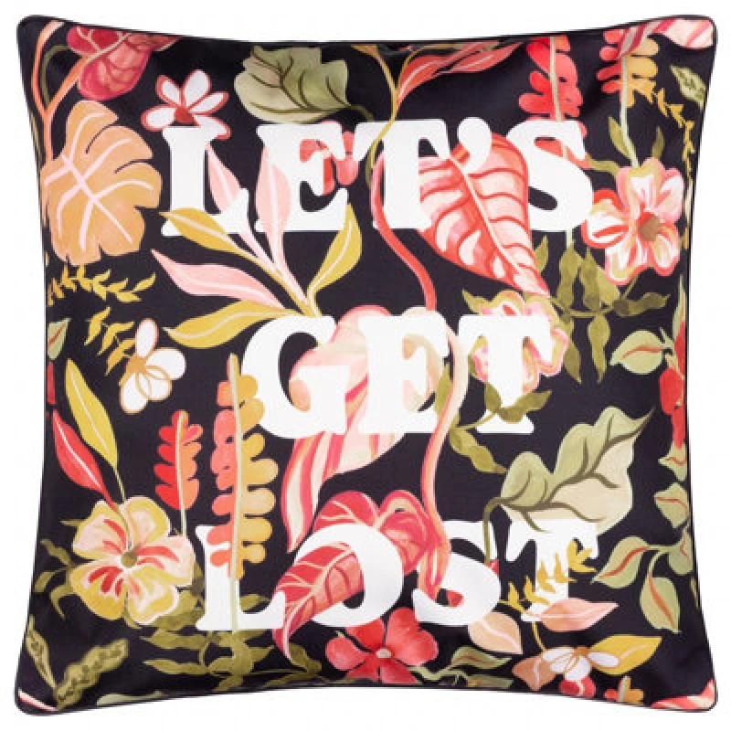 Image of Furn Tropical Bloom 'Let's Get Lost' Outdoor Cushion in Black Size: 45cm x 45cm Black Unisex 45cm x 45 cm