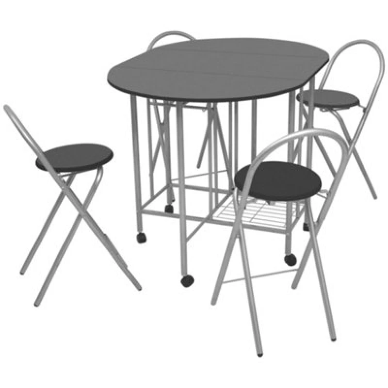 Image of vidaXL Folding Dining Set 5 Pieces MDF Black Table and Chair Kitchen Furniture