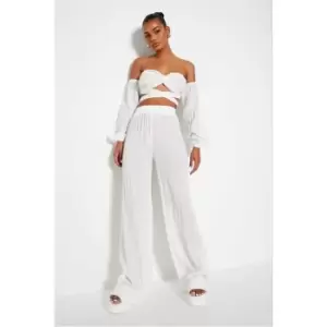 image of I Saw It First White Elasticated Wide Leg Trouser Co-Ord - White