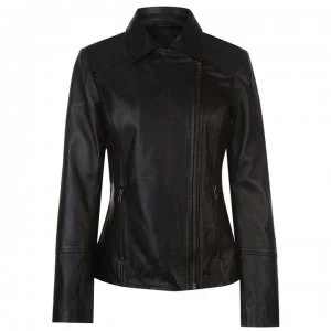 Image of Firetrap Blackseal Embroidered Leather Jacket - Black