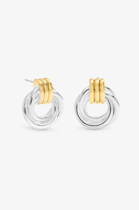 Image of Jon Richard Womens Two Tone Door Knocker Earrings Multicolor Female One Size