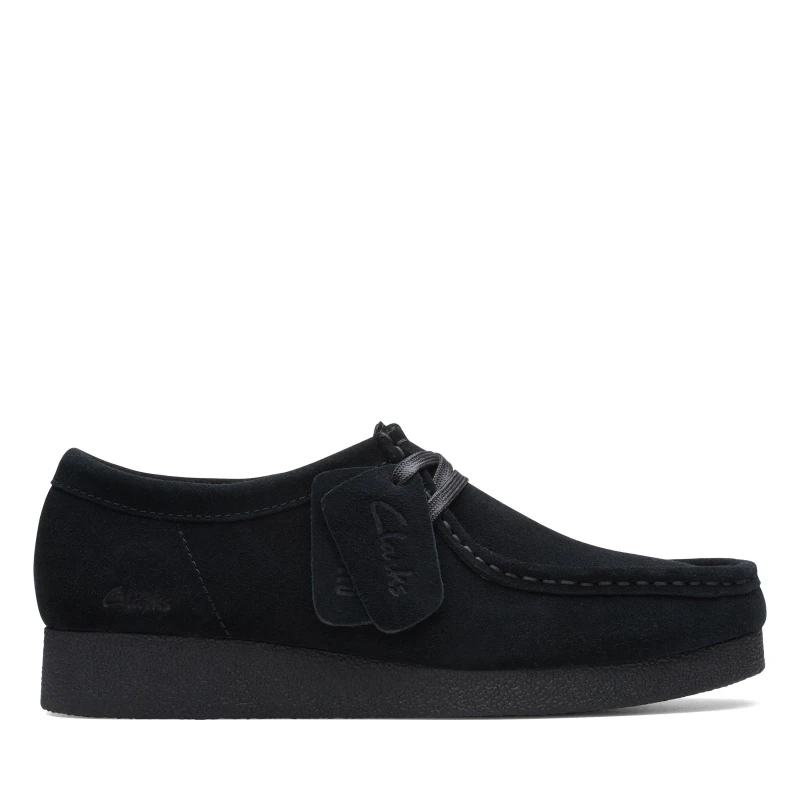 Image of Clarks Wallabee Evo Suede Womens Lace Up Shoes - Black - Size:UK 6
