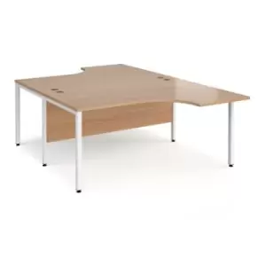 image of Office Desk 2 Person Rectangular Desk 1600mm Beech Tops With White Frames Maestro 25