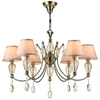 Maytoni Lighting - Murano Chandelier Bronze & Crystal with Shades, 6 Light, E14