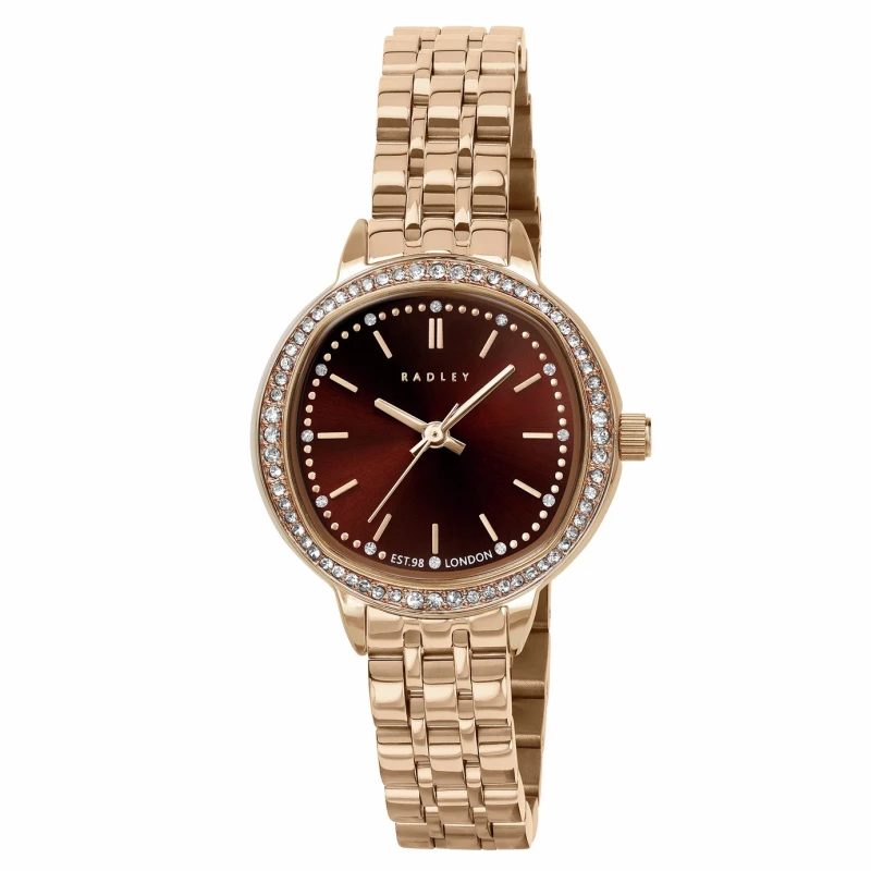 Image of Radley Chocolate Brown Dial Rose Gold Plated Bracelet Watch