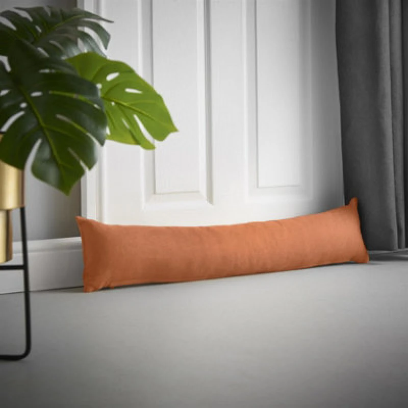 Image of Essential Living Velvet Chenille Draught Excluder 90cm x 15cm x 15cm Orange ZWAYDEORG