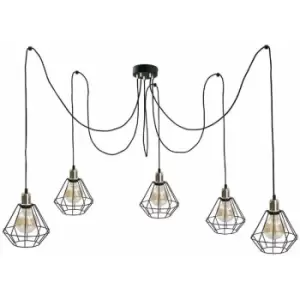 image of Keter Foskal Cluster Pendant Ceiling Light Gold, 5x E27