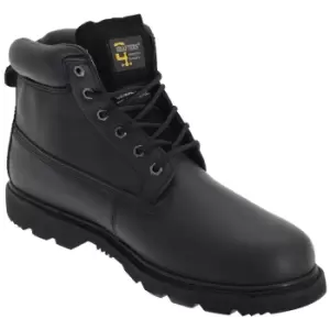 Image of Grafters Mens 6 Eye Padded Leather Work Boots (10 UK) (Black)