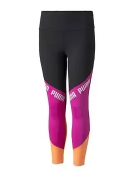 Image of Puma Girls Runtrain 7/8 Leggings - Pink, Bright Pink, Size 9-10 Years, Women