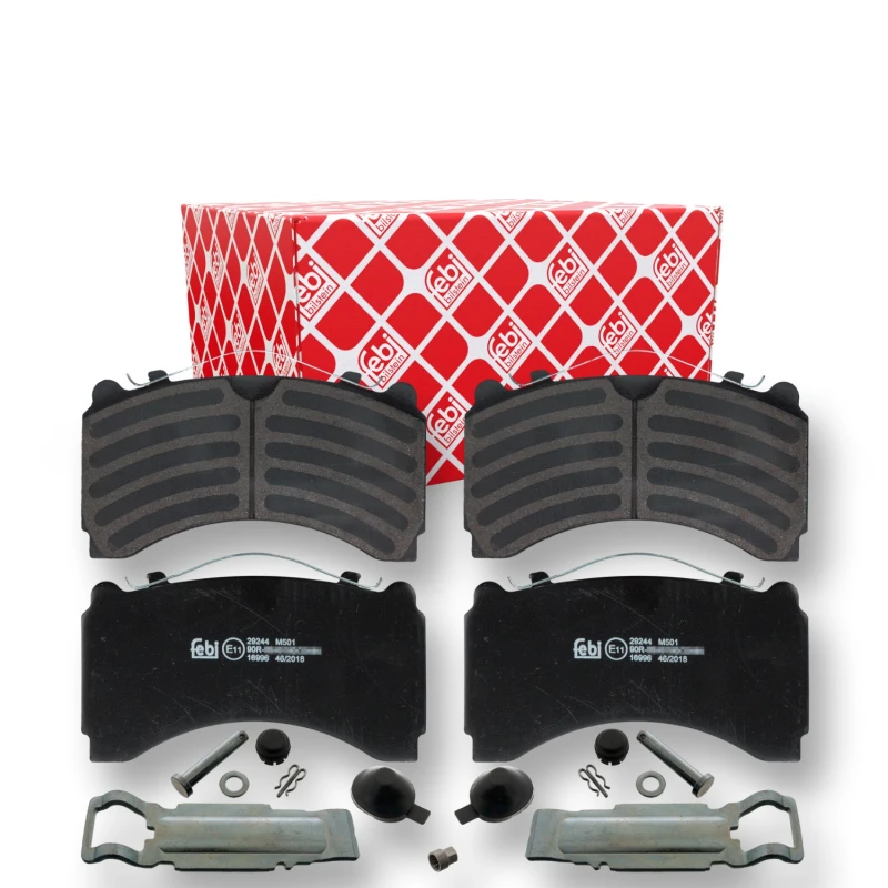 Image of FEBI BILSTEIN 16996 Brake pad set prepared for wear warning indicator, with fastening/mounting material, with fastening material Brake Pad Set,disc b
