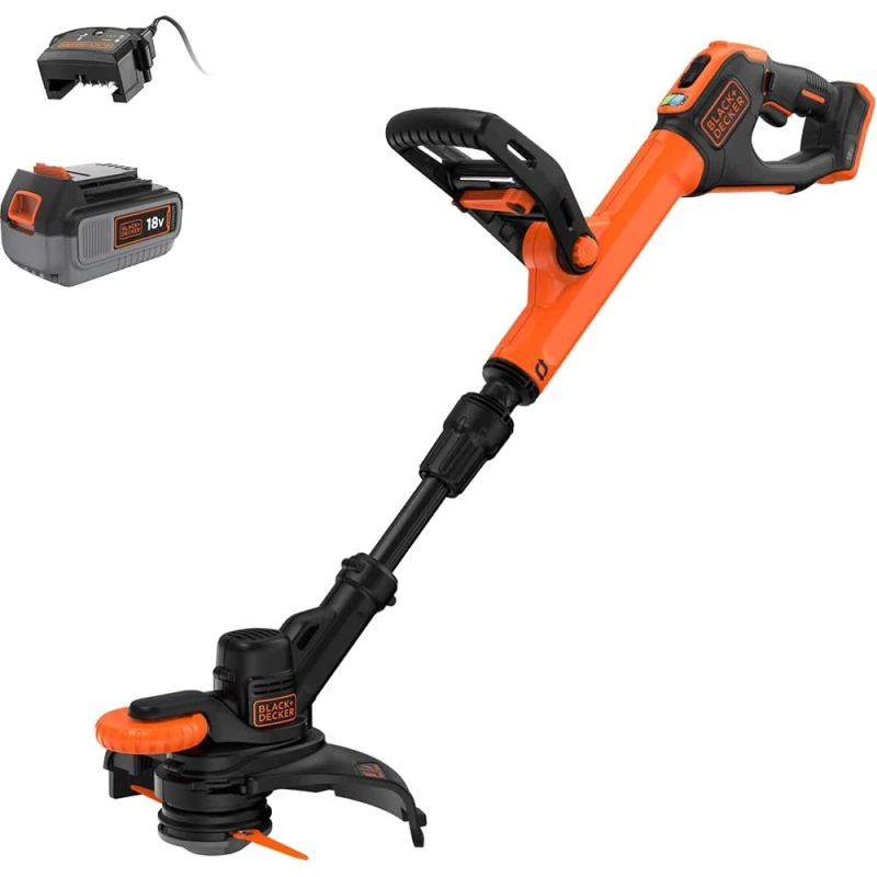 Image of Black and Decker BCSTR918 18v Cordless Resin Blade Telescopic Grass Trimmer and Edger 280mm BCSTR918M1 Batteries: 1 x 4ah Li-ion