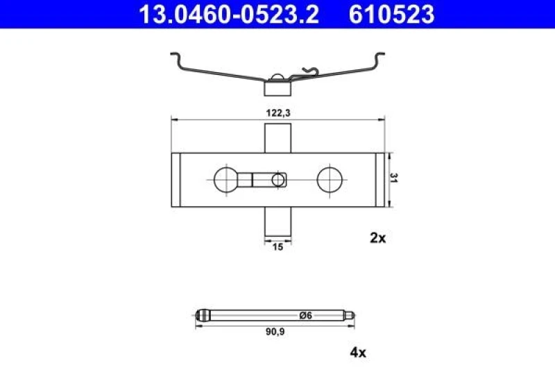 Image of Brake pad fitting kit ATE 13.0460-0523.2