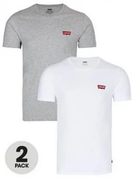 Levis Two Pack Crew Neck Graphic T-Shirt - White/Grey Size M Men