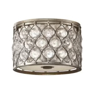 Image of 2 Bulb Flush Light Low Ceiling Burnished Silver LED E27 60W Bulb