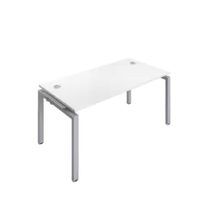 Image of Telescopic Sliding 2 Person Extension Bench with Cable Port and Silver Frame - 1600mm - White